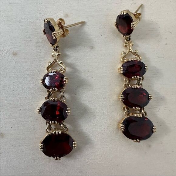 Vintage MFA 14k And Ruby Georgian Revival Earrings - Picture 1 of 10